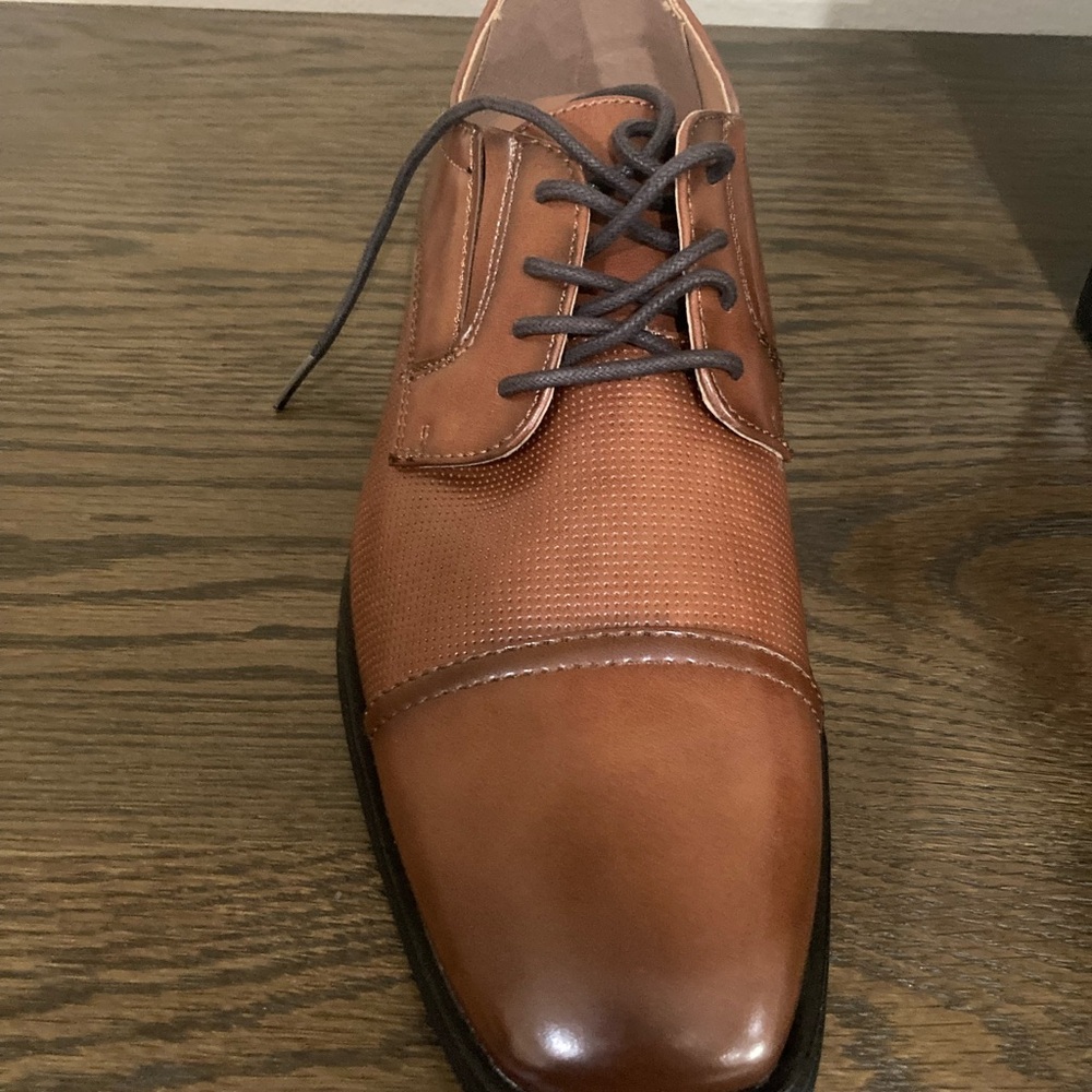 Alfani Men's Francisco Textured Cap-Toe Oxfords, Created for Macy's - Brown -NWT